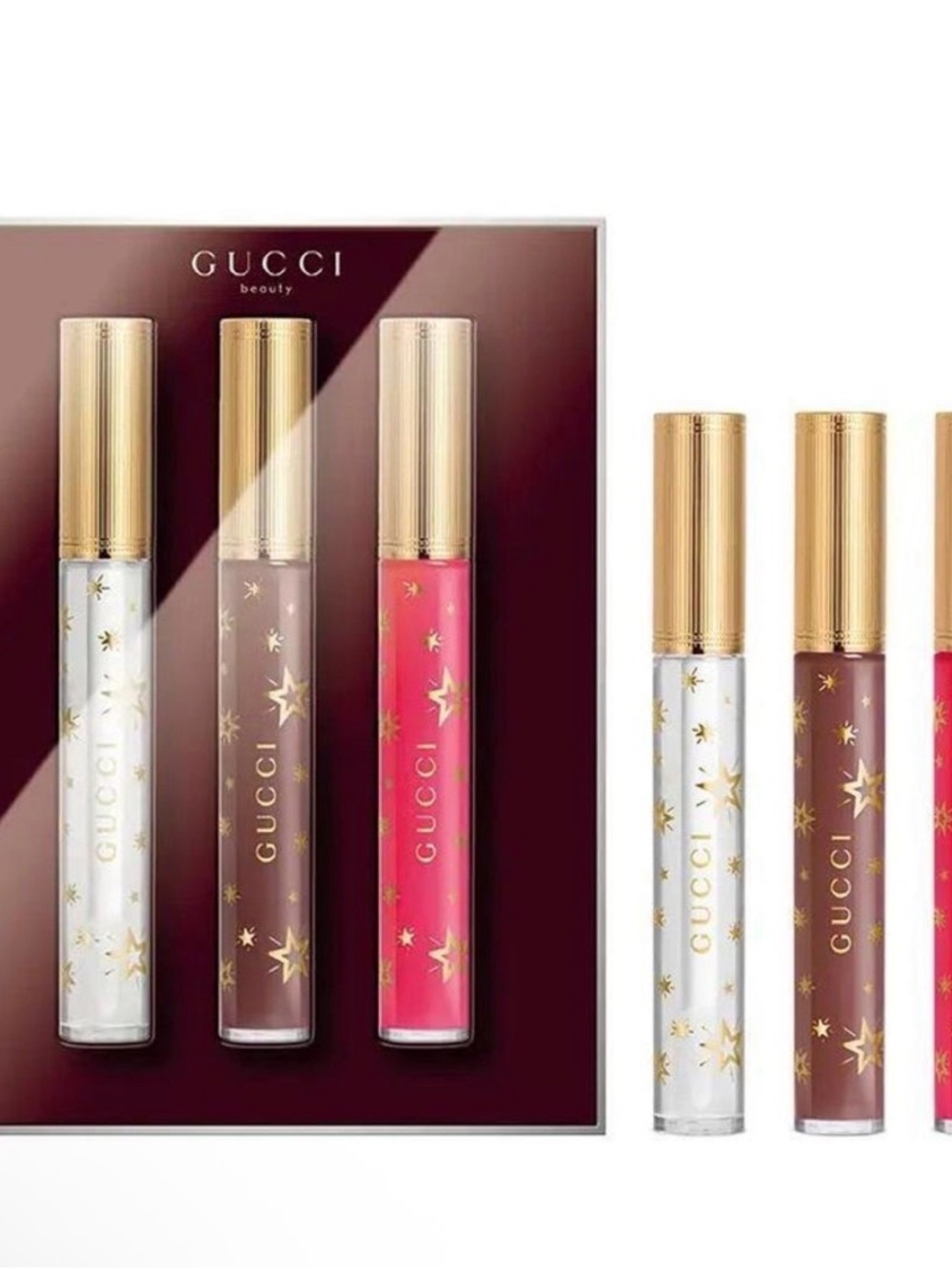 Gucci Lip Gloss Trio — White, Brown & Pink Shades